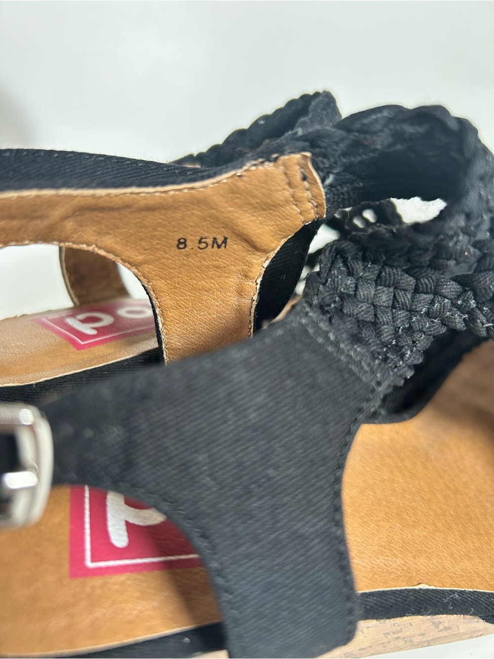 POP by EDL Evie Black Crochet Woven Slingback Wedge Sandals Size 8.5 M - Picture 7 of 10